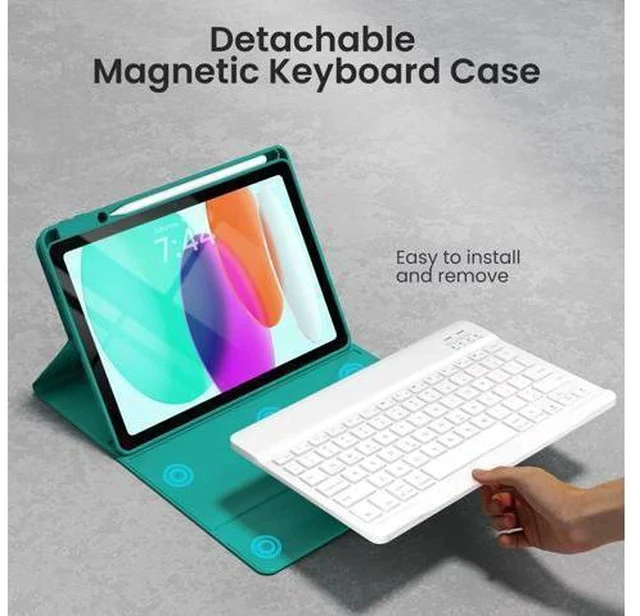 Alt view image 3 of 7 - OPAKIT Keyboard Case for iPad 10th Generation 2022 & A16 11th Generation 2025(10.9/11 inch), Detachable Wireless Keyboard, Stand Folio Keyboard Case with Pencil Holder for New iPad 10th Gen 2022-Teal