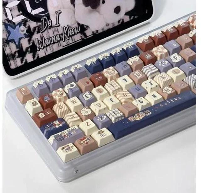 Main image of Coffee Dog - PBT Keycaps Set Cherry Profile Cute Round Keycaps 131 Keys Custom Dye-Sublimation Keyboard Keycaps for 60% 65% 70% 75% 100% Cherry Gateron MX Switches Mechanical Keyboards (Keycaps Only)
