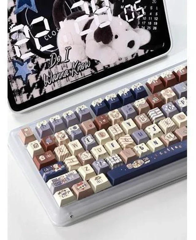 Alt view image 2 of 6 - Coffee Dog - PBT Keycaps Set Cherry Profile Cute Round Keycaps 131 Keys Custom Dye-Sublimation Keyboard Keycaps for 60% 65% 70% 75% 100% Cherry Gateron MX Switches Mechanical Keyboards (Keycaps Only)