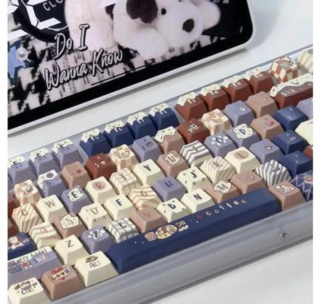 Alt view image 4 of 6 - Coffee Dog - PBT Keycaps Set Cherry Profile Cute Round Keycaps 131 Keys Custom Dye-Sublimation Keyboard Keycaps for 60% 65% 70% 75% 100% Cherry Gateron MX Switches Mechanical Keyboards (Keycaps Only)
