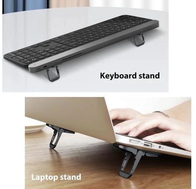 Alt view image 2 of 7 - Portable Laptop Stand with 3 Adjustable Angles Flip Keyboard Riser Feet for Most Keyboards Computer Keyboard Stand for Desktop MacBook HP and Other 10-17 Inches Laptop Feet Riser Black