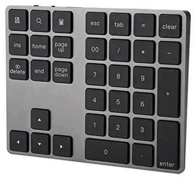 Alt view image 2 of 5 - Numeric Keypad, Rechargeable Aluminum Alloy 34 Keys Mini Bluetooth Numpad, Slim External Numpad Keyboard Data Entry Support Windows, iOS, Android System