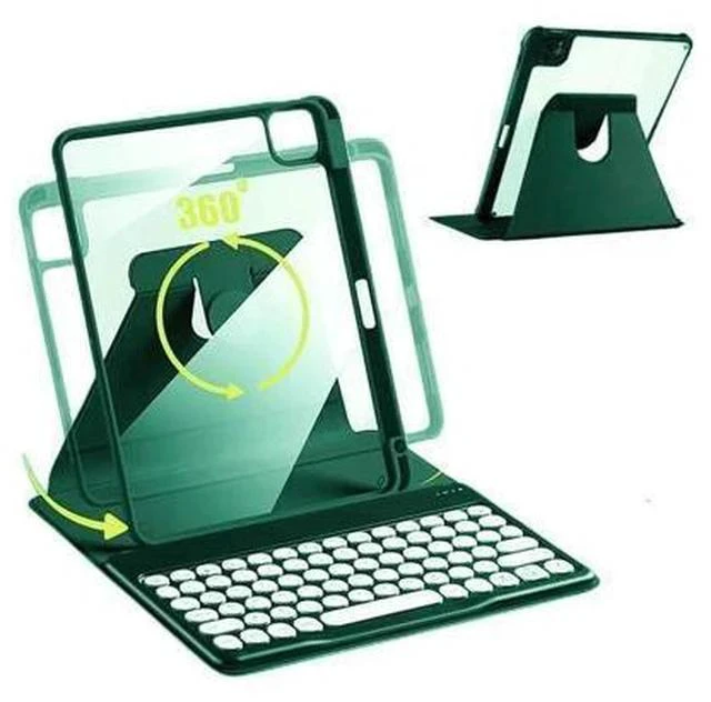Main image of Keyboard Case for iPad 10th Generation 2022, iPad 10 Case with Keyboard, Rotating Clear Back Cover with Pencil Holder and Detachable Round Keys Keyboard for 2022 Release A2696 A2757 A2777 (Teal)