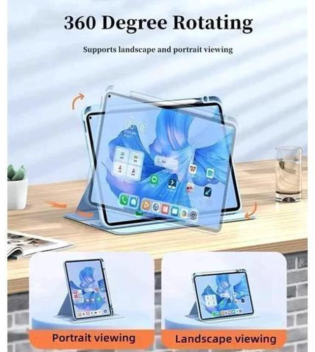 Alt view image 4 of 7 - Keyboard Case for iPad 10th Generation 2022, iPad 10 Case with Keyboard, Rotating Clear Back Cover with Pencil Holder and Detachable Round Keys Keyboard for 2022 Release A2696 A2757 A2777 (Teal)