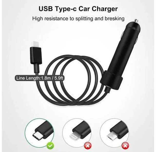 Alt view image 2 of 7 - 12-24V DC 65W USB C Car Charger for Latitude 13 14 15 5430 7210 Precision 3570 XPS 13 Plus Laptop Power Supply HP 65W Car Charger