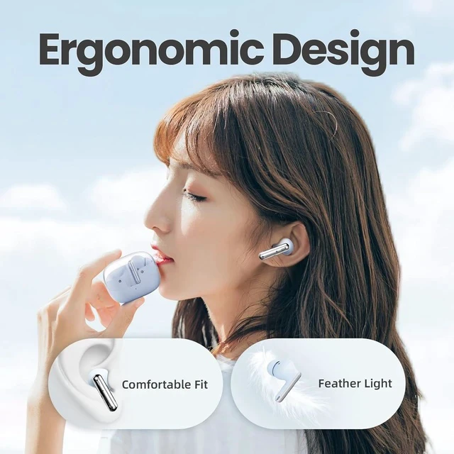 Alt view image 6 of 7 - MTW60 Wireless Earbuds Bluetooth 5.3, 34H Playtime HiFi Earbuds with Noise Cancelling Mic, 13mm Dynamic Driver, IPX4 Waterproof Sports Earphones, Type-C Charging Case Headphones - Blue