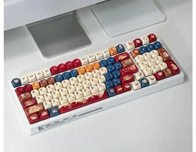 Alt view image 6 of 7 - Meow Kitchen - PBT Keycaps Set XOA Profile Cute Round Keycaps 131 Keys Custom Dye-Sublimation Keyboard Keycaps for 60% 65% 70% 75% 100% Cherry Gateron MX Switches Mechanical Keyboards (Keycaps Only)