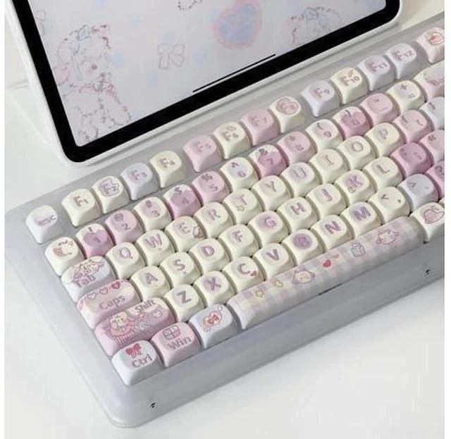 Main image of Purple Love - PBT Keycaps Set XOA Profile Cute Round Keycaps 131 Keys Custom Dye-Sublimation Keyboard Keycaps for 60% 65% 70% 75% 100% Cherry Gateron MX Switches Mechanical Keyboards (Keycaps Only)