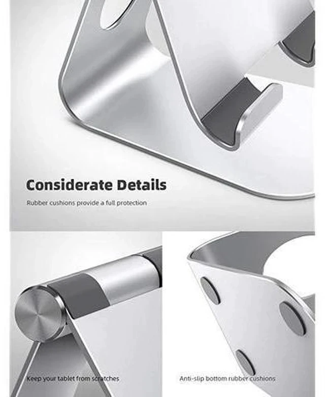 Alt view image 6 of 7 - Tablet Stand Adjustable Tablet Stand Desktop Stand Holder Dock Compatible with Tablet Such as iPad Pro 97 105 129 Air Mini 4 3 2 Kindle Nexus Tab EReader 413 Silver