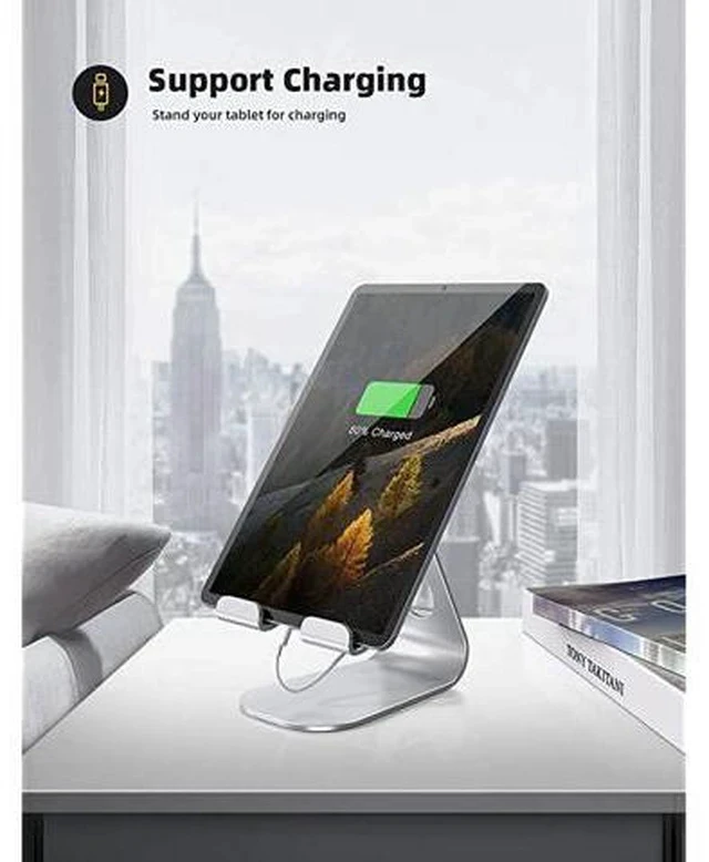 Alt view image 4 of 7 - Tablet Stand Adjustable Tablet Stand Desktop Stand Holder Dock Compatible with Tablet Such as iPad Pro 97 105 129 Air Mini 4 3 2 Kindle Nexus Tab EReader 413 Silver