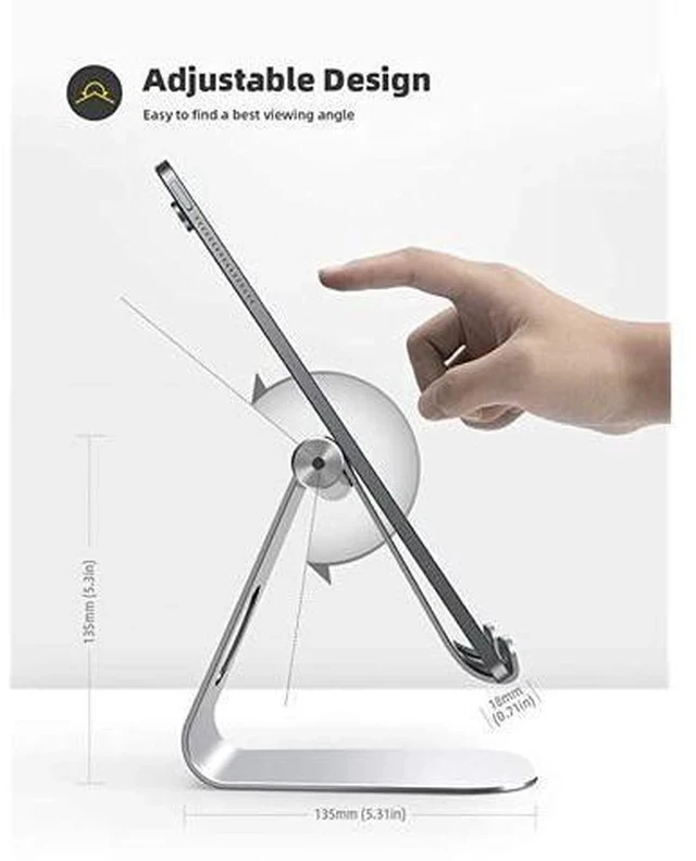 Alt view image 5 of 7 - Tablet Stand Adjustable Tablet Stand Desktop Stand Holder Dock Compatible with Tablet Such as iPad Pro 97 105 129 Air Mini 4 3 2 Kindle Nexus Tab EReader 413 Silver