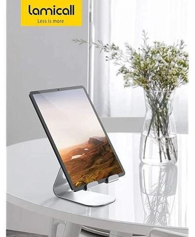 Alt view image 7 of 7 - Tablet Stand Adjustable Tablet Stand Desktop Stand Holder Dock Compatible with Tablet Such as iPad Pro 97 105 129 Air Mini 4 3 2 Kindle Nexus Tab EReader 413 Silver