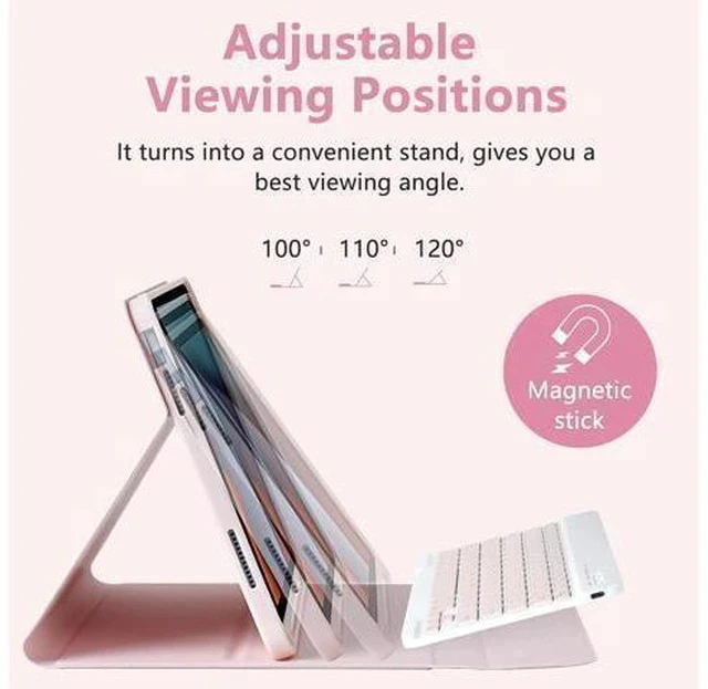 Alt view image 3 of 7 - MMK iPad 10th Generation Case with Keyboard 10.9" 2022, iPad Keyboard10th Generation Case for (A2757/A2777/A2696), iPad Case with Detachable Bluetooth Keyboard & Pencil Holder (Pink)