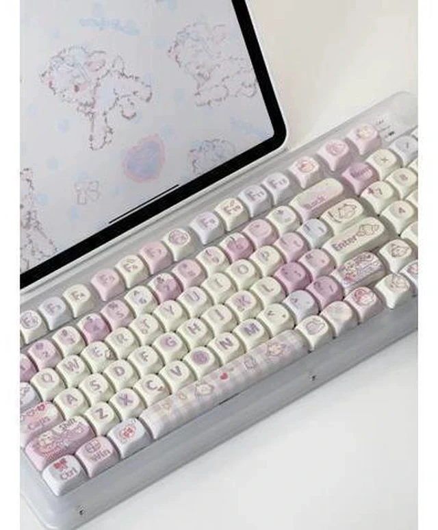 Alt view image 3 of 6 - Purple Love - PBT Keycaps Set XOA Profile Cute Round Keycaps 131 Keys Custom Dye-Sublimation Keyboard Keycaps for 60% 65% 70% 75% 100% Cherry Gateron MX Switches Mechanical Keyboards (Keycaps Only)