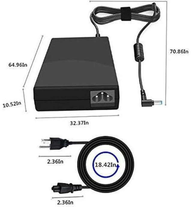 Alt view image 4 of 7 - 150W 135W AC Charger Compatible with HP Zbook 15 G3 G4 G5 G6, Pavilion 15 17/ADP-150XB B 19.5V 7.7A Zbook Gaming Laptop Adapter 4.5 * 3.0mm Blue tip
