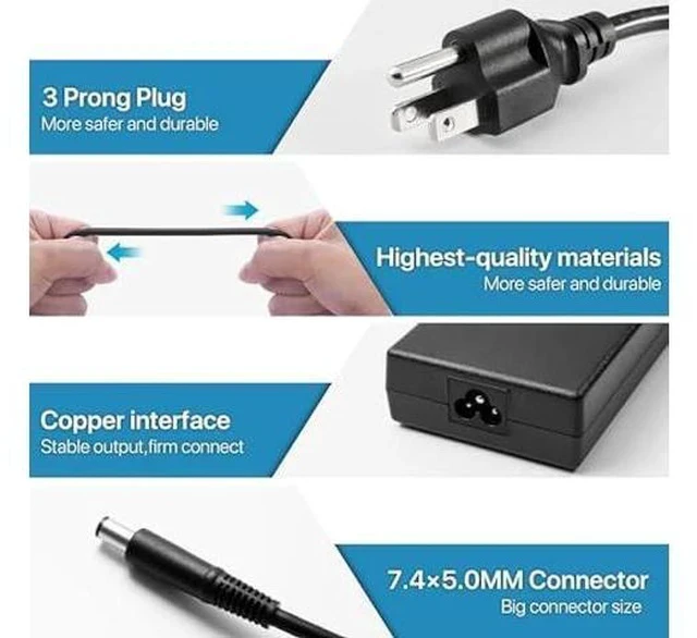Alt view image 4 of 7 - 180W Charger Fit for Dell G5 G7 15 17 7588 7790 7577 5587 3579 3779, Precision 7510 7520 7530 7540 7550 7560, FA180PM111 HA180PM180 DA180PM111 AC Adapter