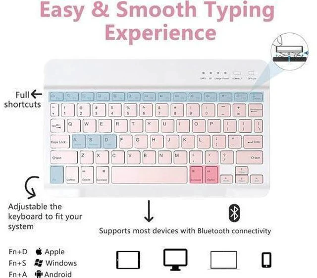 Alt view image 4 of 7 - MMK iPad 10th Generation Case with Keyboard 10.9" 2022, iPad Keyboard10th Generation Case for (A2757/A2777/A2696), iPad Case with Detachable Bluetooth Keyboard & Pencil Holder (Pink)