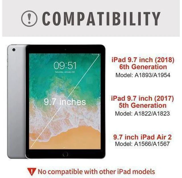 Alt view image 2 of 7 - Keyboard case for iPad 5th/6th Generation 2017/2018, 9.7 Inch iPad Air 2 Case with Keyboard, Removable Wireless Backlit Keyboard Detachable, Folio Smart Cover, Tablet Case with Pencil Holder