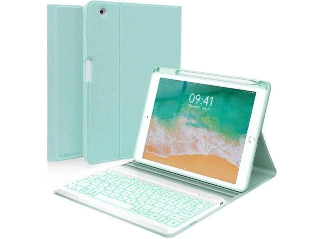Alt view image 6 of 7 - Keyboard case for iPad 5th/6th Generation 2017/2018, 9.7 Inch iPad Air 2 Case with Keyboard, Removable Wireless Backlit Keyboard Detachable, Folio Smart Cover, Tablet Case with Pencil Holder