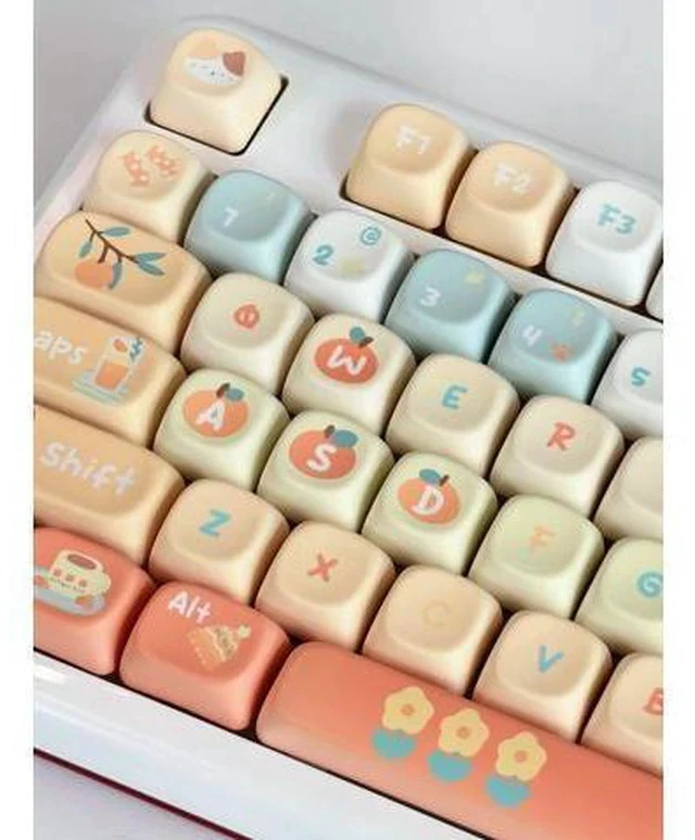 Alt view image 2 of 7 - Orange Soda - PBT Keycaps Set XOA Profile Cute Round Keycaps 131 Keys Custom Dye-Sublimation Keyboard Keycaps for 60% 65% 70% 75% 100% Cherry Gateron MX Switches Mechanical Keyboards (Keycaps Only)