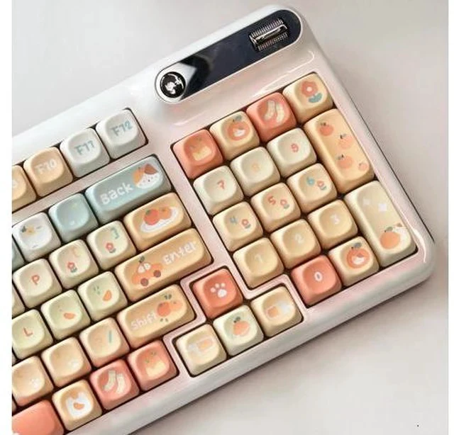 Alt view image 3 of 7 - Orange Soda - PBT Keycaps Set XOA Profile Cute Round Keycaps 131 Keys Custom Dye-Sublimation Keyboard Keycaps for 60% 65% 70% 75% 100% Cherry Gateron MX Switches Mechanical Keyboards (Keycaps Only)