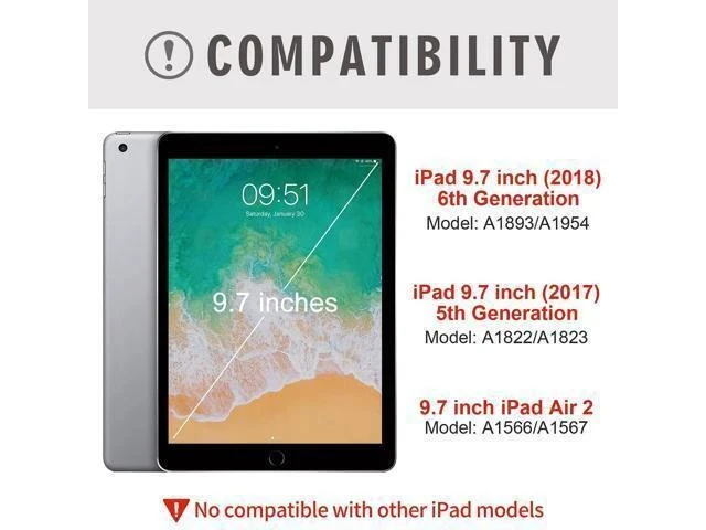 Alt view image 7 of 7 - Keyboard case for iPad 5th/6th Generation 2017/2018, 9.7 Inch iPad Air 2 Case with Keyboard, Removable Wireless Backlit Keyboard Detachable, Folio Smart Cover, Tablet Case with Pencil Holder