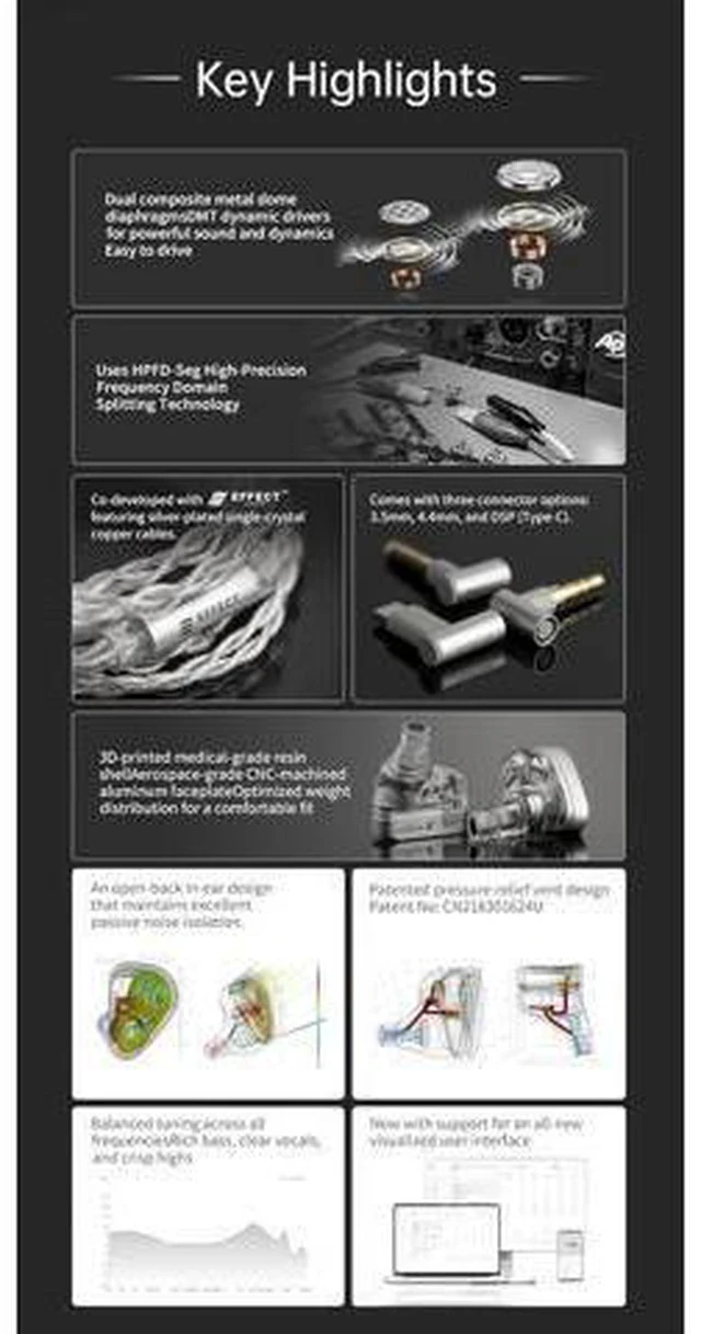 Alt view image 5 of 7 - x Effect Audio Force Earphone Dual Dynamic Driver Flagship in-Ear Hi-Fi Headphone