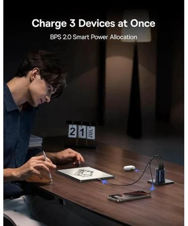Alt view image 4 of 7 - PICOGO 67W USB C Charger, Smallest 3 Port Fast Charging Block with Foldable Plug, PD/PPS for MacBook Air/Pro, iPhone 17/16/15 Series, Galaxy S25/24, Airpods 4 & More