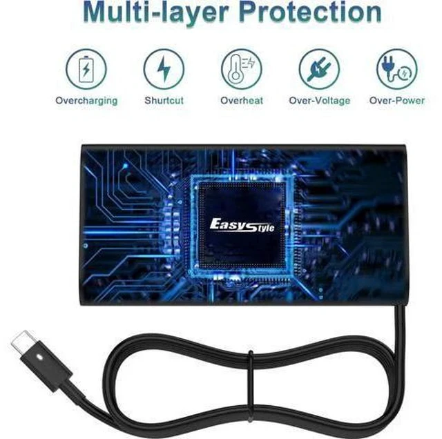 Alt view image 3 of 7 - Replacement for 130W Laptop Charger USB C Slim Adapter - XPS 17 15 7590 9700 9500 9510 Precision 5560 3560 5540 5570 5550 3561 3550 5510 5520 Latitude 7410 7310 7210 Type C Computer AC Power Cord