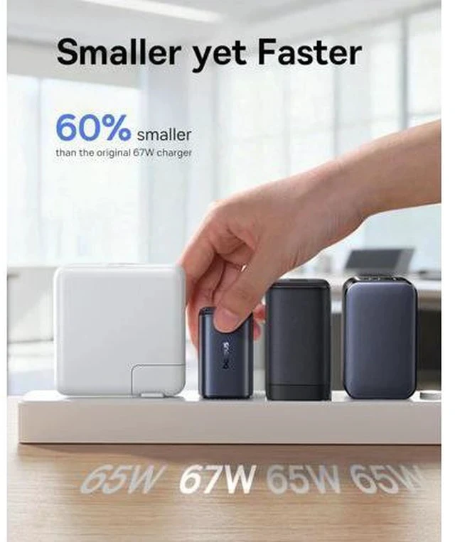 Alt view image 3 of 7 - PICOGO 67W USB C Charger, Smallest 3 Port Fast Charging Block with Foldable Plug, PD/PPS for MacBook Air/Pro, iPhone 17/16/15 Series, Galaxy S25/24, Airpods 4 & More