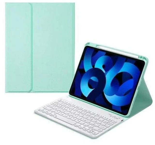 Main image of kaitesi Keyboard Case for 2018 iPad 9.7 inch iPad 6th Gen, 2017 iPad 5th Gen iPad Air 2 9.7in Case with Keyboard Top Pencil Holder Concave Keys Detachable Keyboard Cover,Mint Green