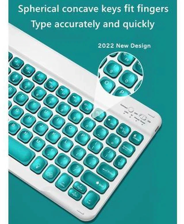 Alt view image 3 of 7 - kaitesi Keyboard Case for 2018 iPad 9.7 inch iPad 6th Gen, 2017 iPad 5th Gen iPad Air 2 9.7in Case with Keyboard Top Pencil Holder Concave Keys Detachable Keyboard Cover,Mint Green