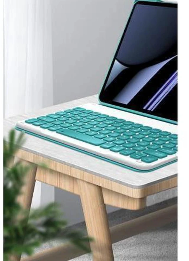 Alt view image 5 of 7 - kaitesi Keyboard Case for 2018 iPad 9.7 inch iPad 6th Gen, 2017 iPad 5th Gen iPad Air 2 9.7in Case with Keyboard Top Pencil Holder Concave Keys Detachable Keyboard Cover,Mint Green