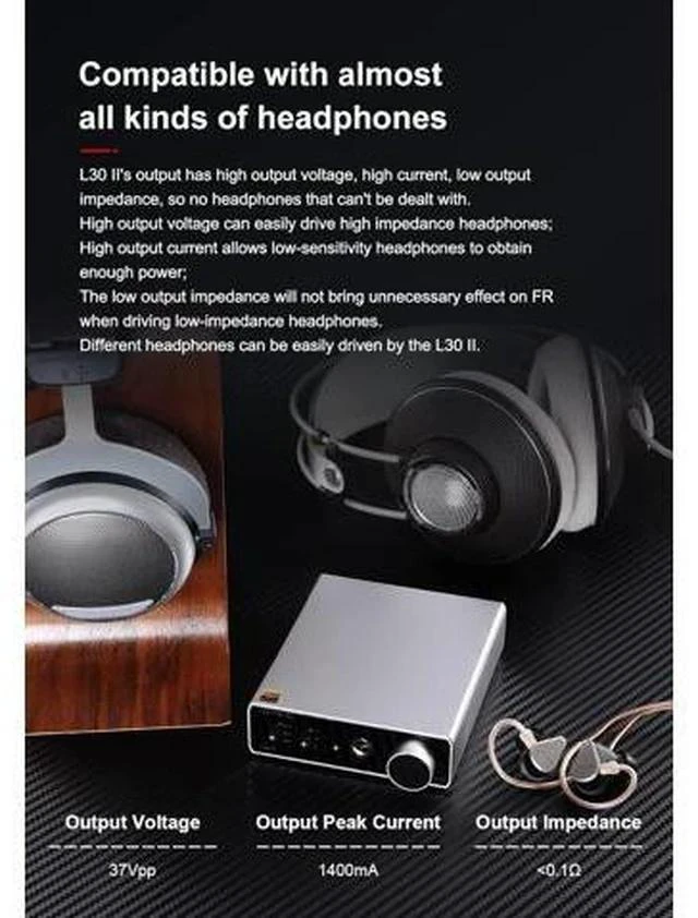 Alt view image 7 of 7 - L30 II NFCA Headphone Amplifier Hi-Res Audio 560mW×2 L30II AMP (Black)