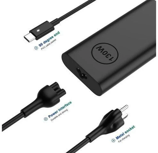 Alt view image 7 of 7 - Replacement for 130W Laptop Charger USB C Slim Adapter - XPS 17 15 7590 9700 9500 9510 Precision 5560 3560 5540 5570 5550 3561 3550 5510 5520 Latitude 7410 7310 7210 Type C Computer AC Power Cord