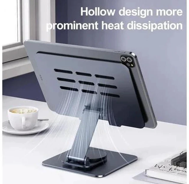 Alt view image 4 of 7 - Physowell Tablet Holder,iPad Stand, 360 Rotating Base,Foldable Adjustable Tablet Stand,Tablet Stand for Desk,Compatible with iPad Pro Air Mini 4 to 12.9-inchTablet Grey