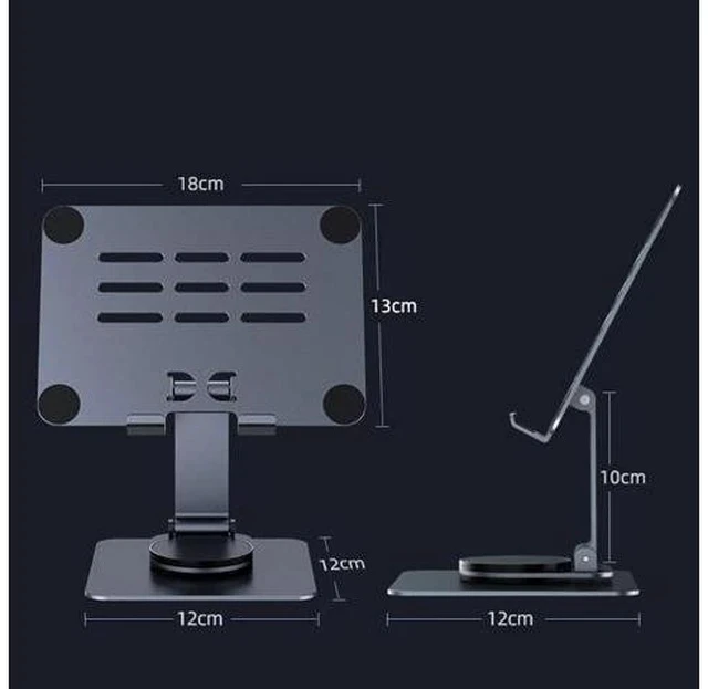 Alt view image 5 of 7 - Physowell Tablet Holder,iPad Stand, 360 Rotating Base,Foldable Adjustable Tablet Stand,Tablet Stand for Desk,Compatible with iPad Pro Air Mini 4 to 12.9-inchTablet Grey