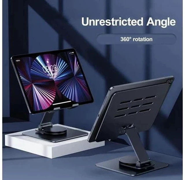 Alt view image 6 of 7 - Physowell Tablet Holder,iPad Stand, 360 Rotating Base,Foldable Adjustable Tablet Stand,Tablet Stand for Desk,Compatible with iPad Pro Air Mini 4 to 12.9-inchTablet Grey