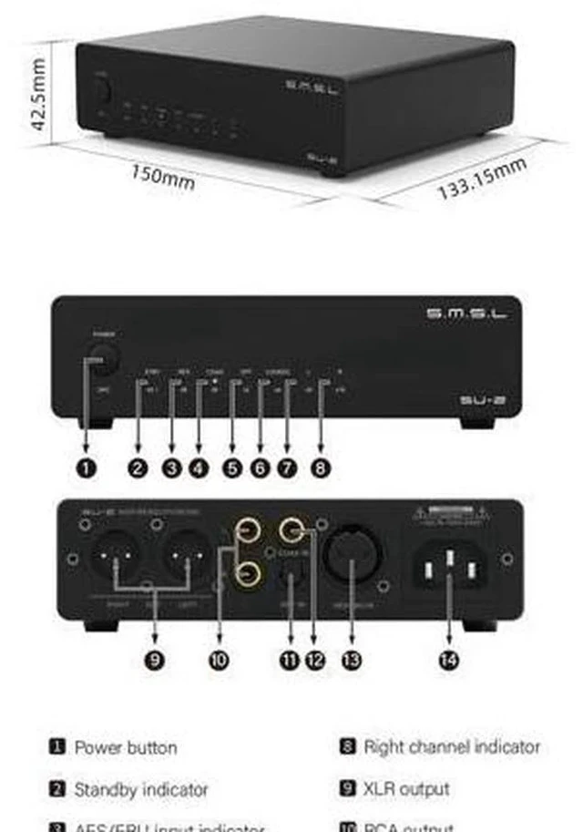 Main image of SU-2 Decoder High Resolution ES9039Q2M 4 op-amp Chips OPA1612A THD+N 0.00006% SINAD 123.5dB DAC