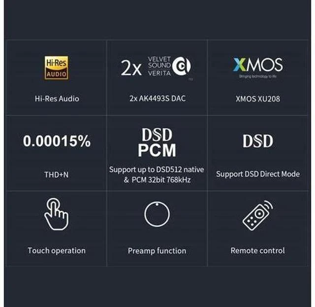 Alt view image 3 of 7 - E30 II Decoder 2*AK4493S DAC Hi-Res Audio XMOS XU208 Touch Operation E30II Preamp DAC (Silver)