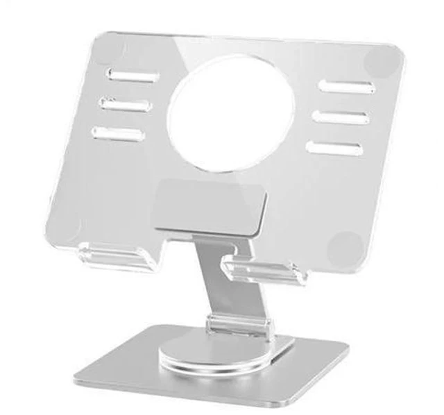 Alt view image 6 of 7 - Physowell Tablet Holder,acrylic iPad Stand, 360 Rotating Base,Foldable Adjustable Tablet Stand,Tablet Stand for Desk,Compatible with iPad Pro Air Mini 4 to 12.9-inchTablet
