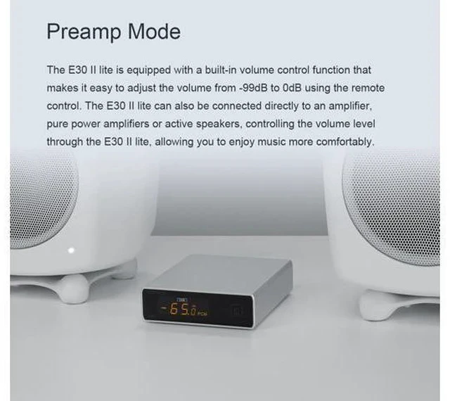 Alt view image 4 of 6 - E30II Lite AK4493S DAC Hi-Res Audio XMOS AU208 Touch Operation Preamp Decoder (Black)