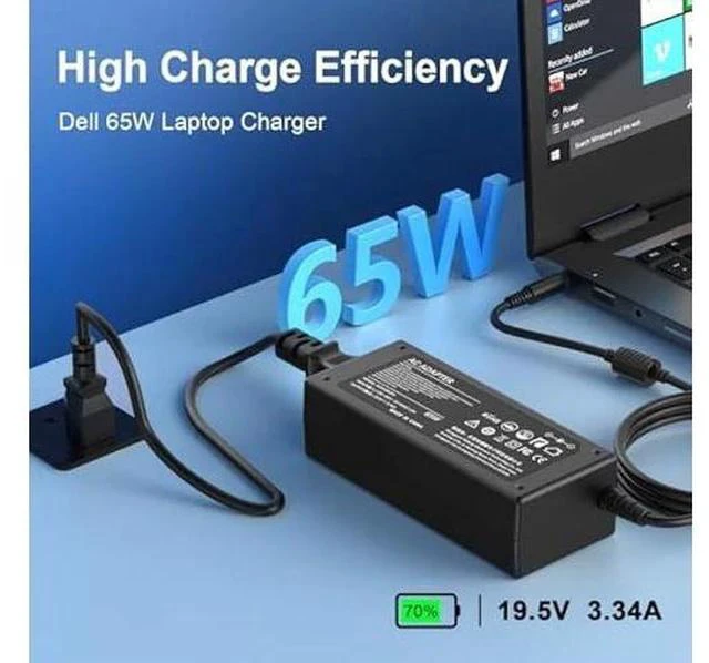 Alt view image 2 of 7 - 65W AC Adapter Compatible with Dell Inspiron 13/14/15/16 Latitude 5490/5420 and More Series Adapter Power Supply Cord