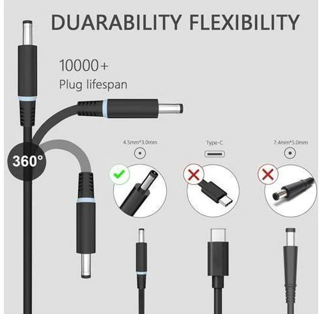 Alt view image 3 of 7 - GKLSPL 130W AC Adapter Compatible with Dell inspiron 16 Plus 7640 7620 7630 Business Laptop,for inspiron 14 16 Plus 7420 7430 7510 XPS 15 17 9730 9640 7590 9530 9550 7590 Power Supply Cord