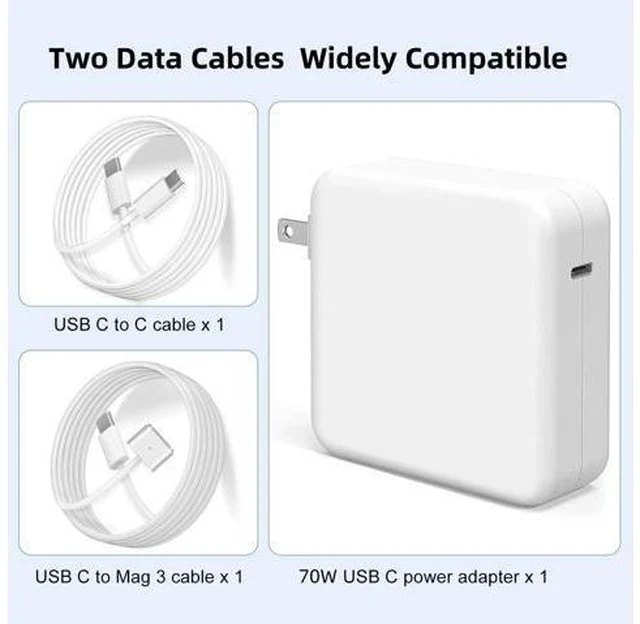 Alt view image 5 of 7 - Charger for Mac Book Air 15 13 Inch Mac Book Pro14 Inch M4 M3 M2 M1 from 2025 2024 2023 2022 2021 70W USB-C to Mag 3 Power Adapter Include 6.6FT 5A USB-C to Magnetic 3 Cable (Original Quality)