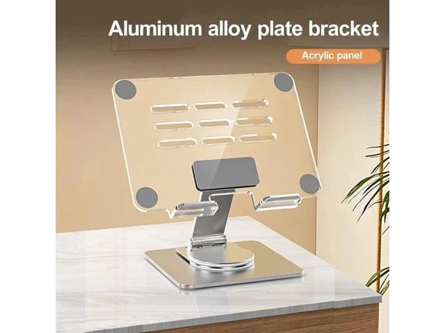 Alt view image 5 of 7 - Physowell Tablet Holder,acrylic iPad Stand, 360 Rotating Base,Foldable Adjustable Tablet Stand,Tablet Stand for Desk,Compatible with iPad Pro Air Mini 4 to 12.9-inchTablet B