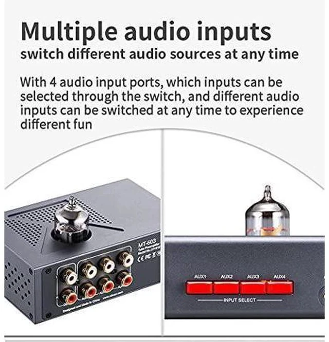 Alt view image 4 of 6 - MT-603 12AU7 Tube 4 Audio Input One Audio Output Amplifier Multiple Pre-Amp