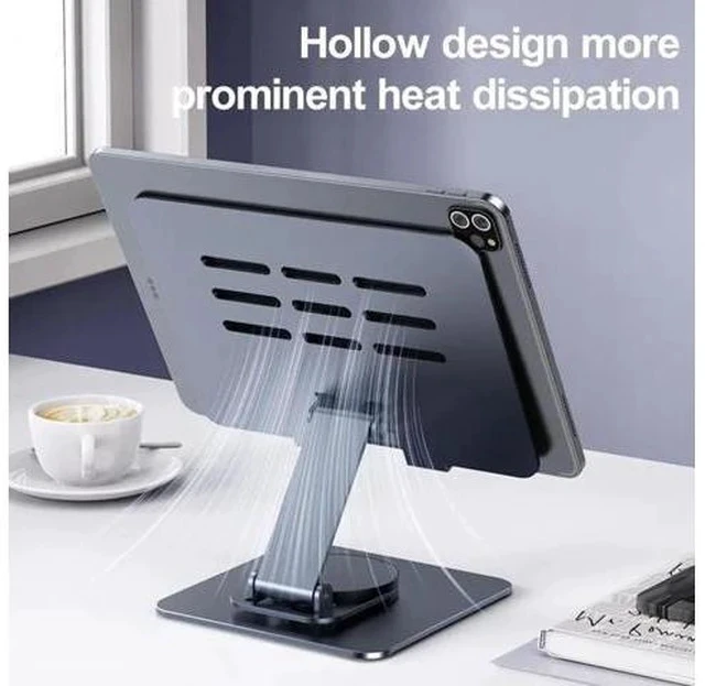 Alt view image 5 of 7 - Physowell Tablet Holder,iPad Stand, 360 Rotating Base,Foldable Adjustable Tablet Stand,Tablet Stand for Desk,Compatible with iPad Pro Air Mini 4 to 12.9-inchTablet