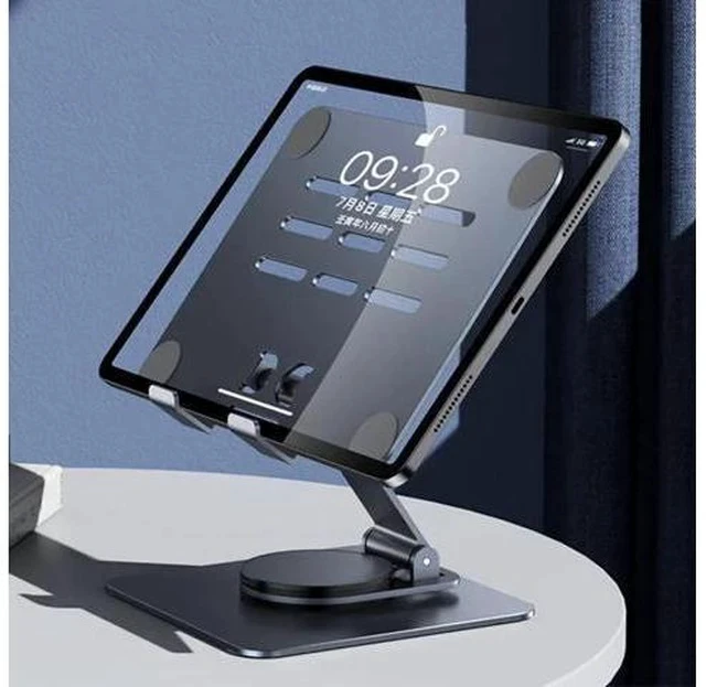 Alt view image 6 of 7 - Physowell Tablet Holder,iPad Stand, 360 Rotating Base,Foldable Adjustable Tablet Stand,Tablet Stand for Desk,Compatible with iPad Pro Air Mini 4 to 12.9-inchTablet