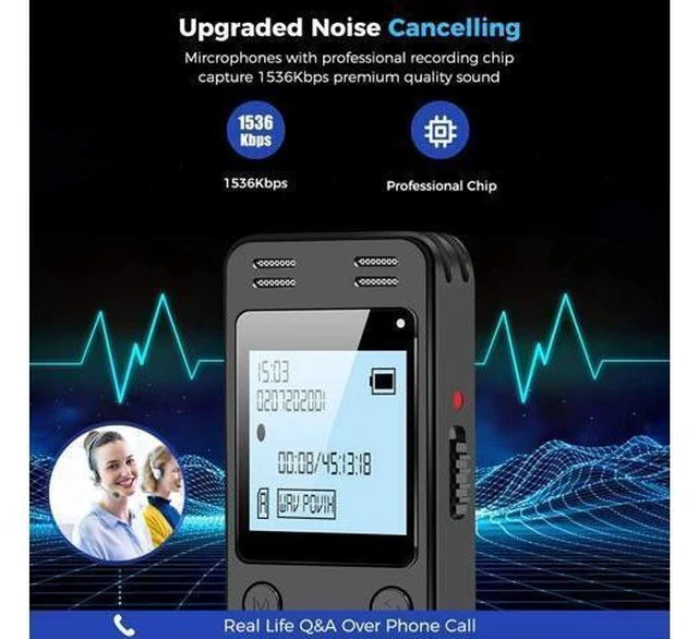 Alt view image 2 of 7 - 128GB Digital Voice Recorder for Lectures Meetings - EVIDA 9296 Hours Voice Activated Recording Device Audio Recorder with Playback,Password